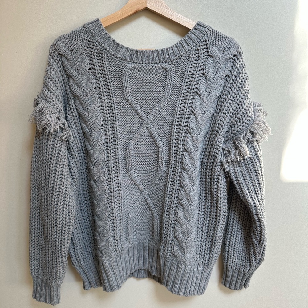 Everly Gray Cable Knit Sweater